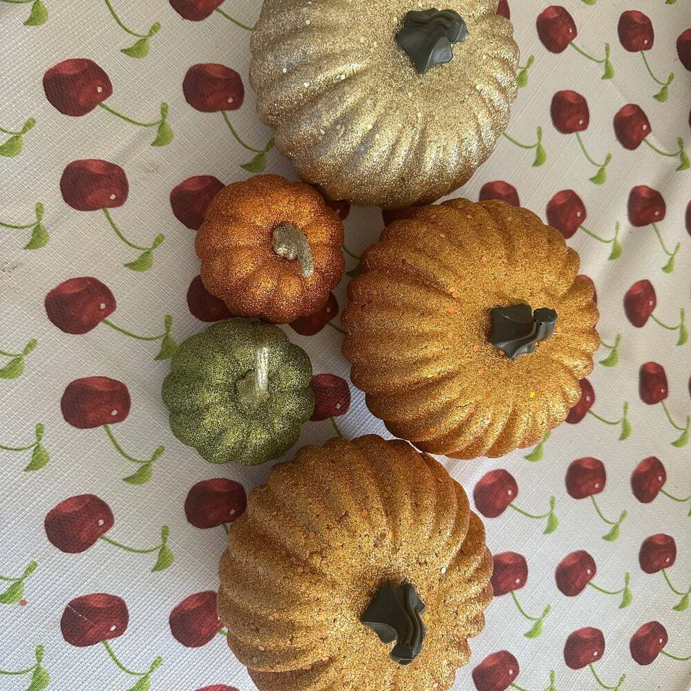 Orange Glitter Pumpkins Holiday Seasonal Decor